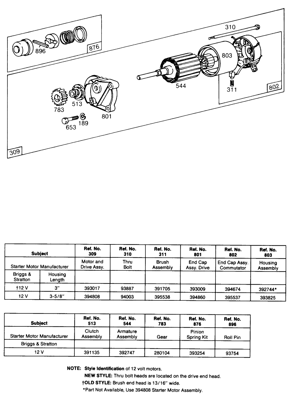 Electric Starter And Chart Diagram and Parts List for 401411-0636-XX  Briggs and Stratton Engine